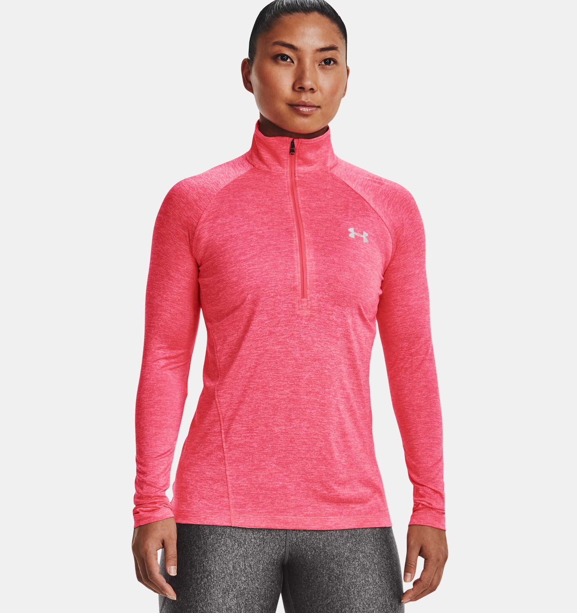 Womens Clothing Jumpers and knitwear Zipped sweaters Under Armour Tech Twist 1⁄2 Zip Long-sleeve Pullover in Pink 